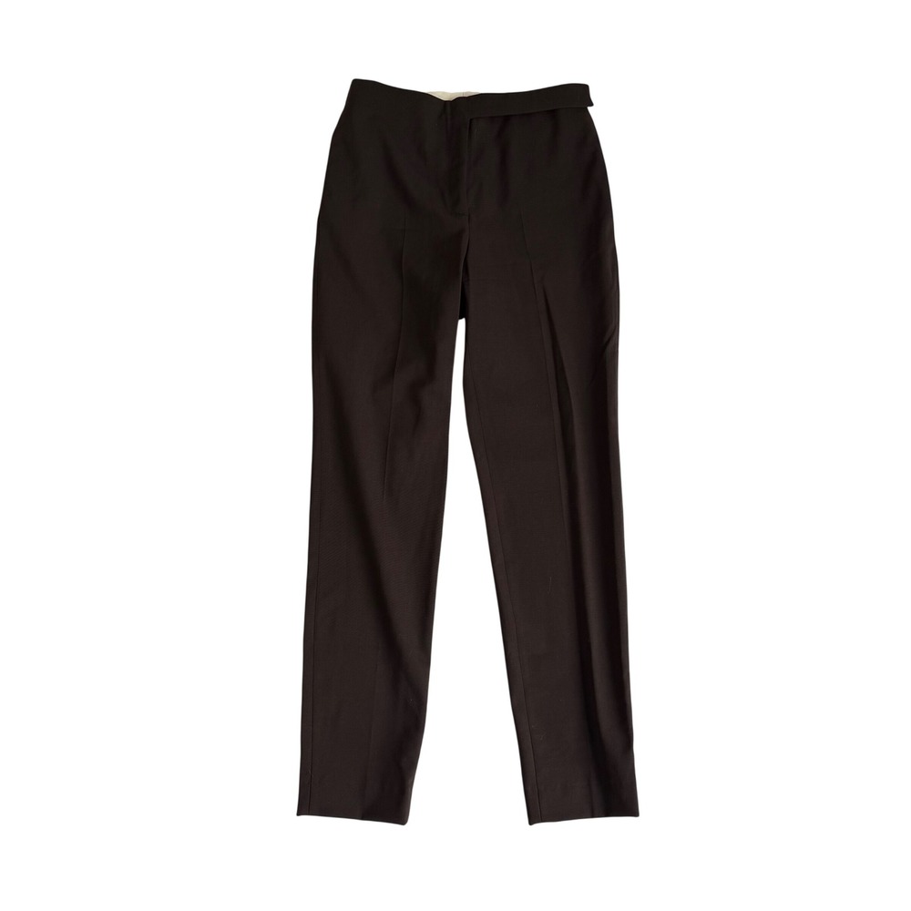 COS 98% Wool Slim Leg Trousers Women Dark Brown Tailored Dress Pants Size 4